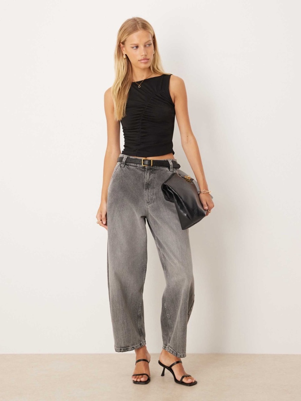 ASOS DESIGN jersey ruched detail tank top in black - Picture 4 of 7